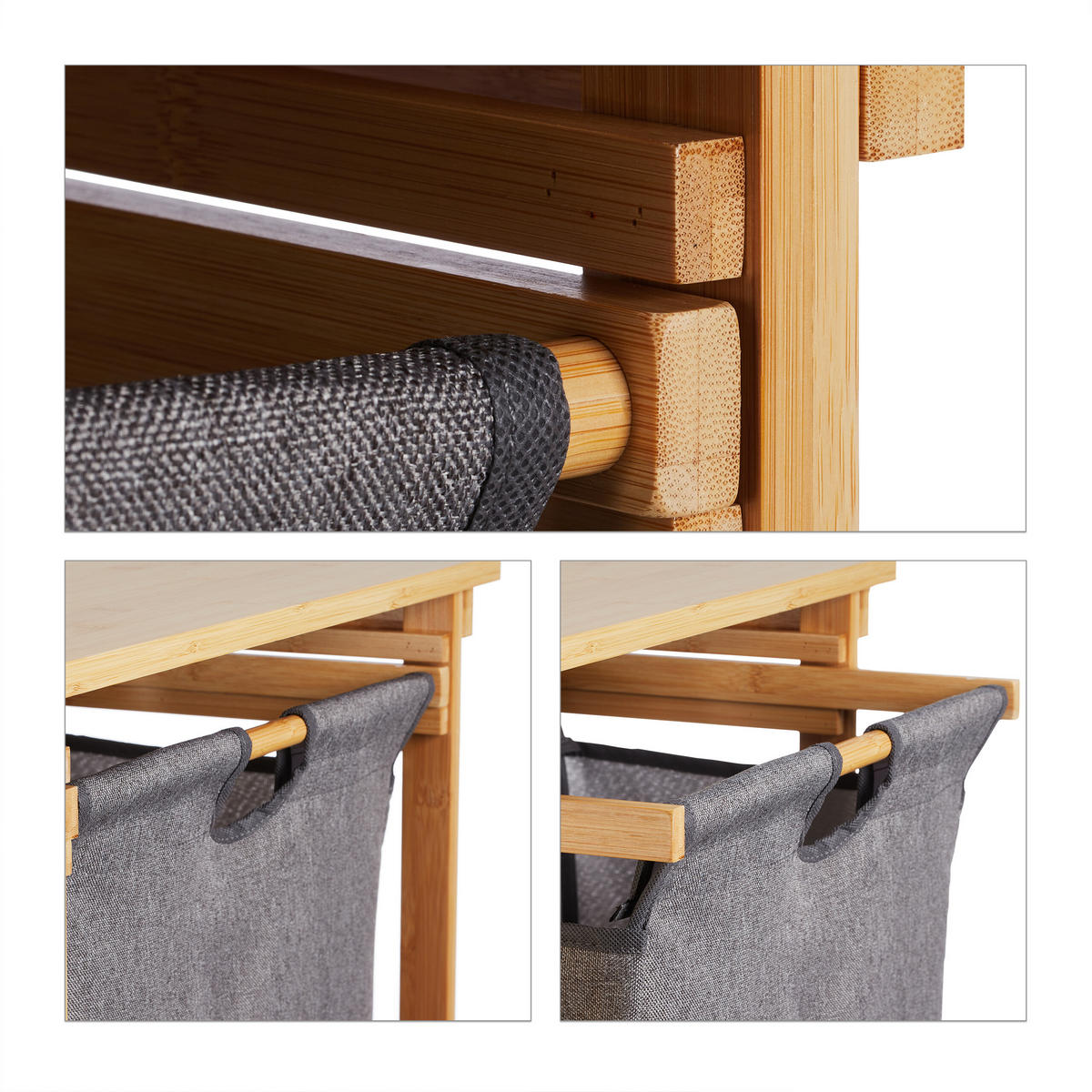 POLICE na koš na prádlo - světle hnědá, dřevo/textil (100/80/32cm) - Relaxdays