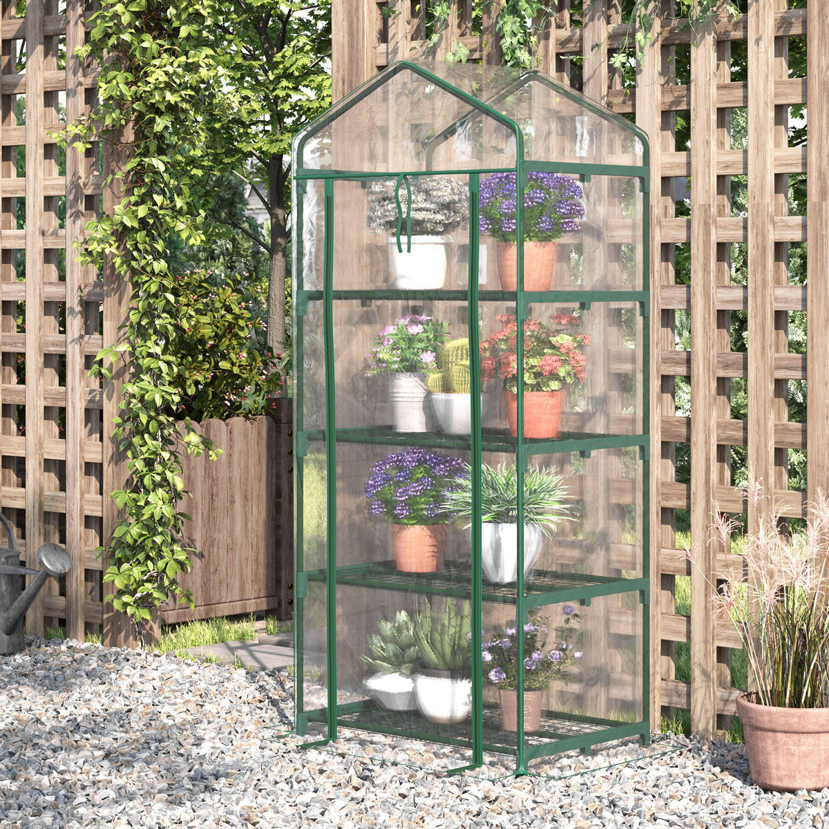 FOLIE SKLENÍK, průhledný, PVC, ocel - průhledná, plast (50/160/70cm) - Outsunny