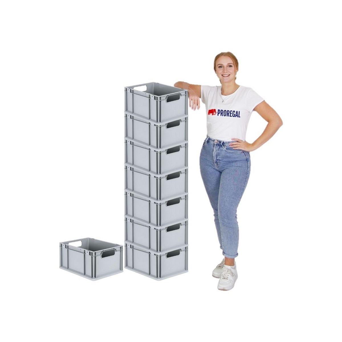 EUROBOX 8x Nextgen Economy Mit Scharnierdeckel Grau/GrünGriffe Offen 20 Liter - Grün, Kunststoff (30/22/40cm) - PROREGAL