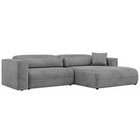 ROHOVÁ SEDAČKA PAZURRO L - Svetlosivá Samet - Vpravo - čierna/svetlosivá, textil/plast (288/180cm) - MKS