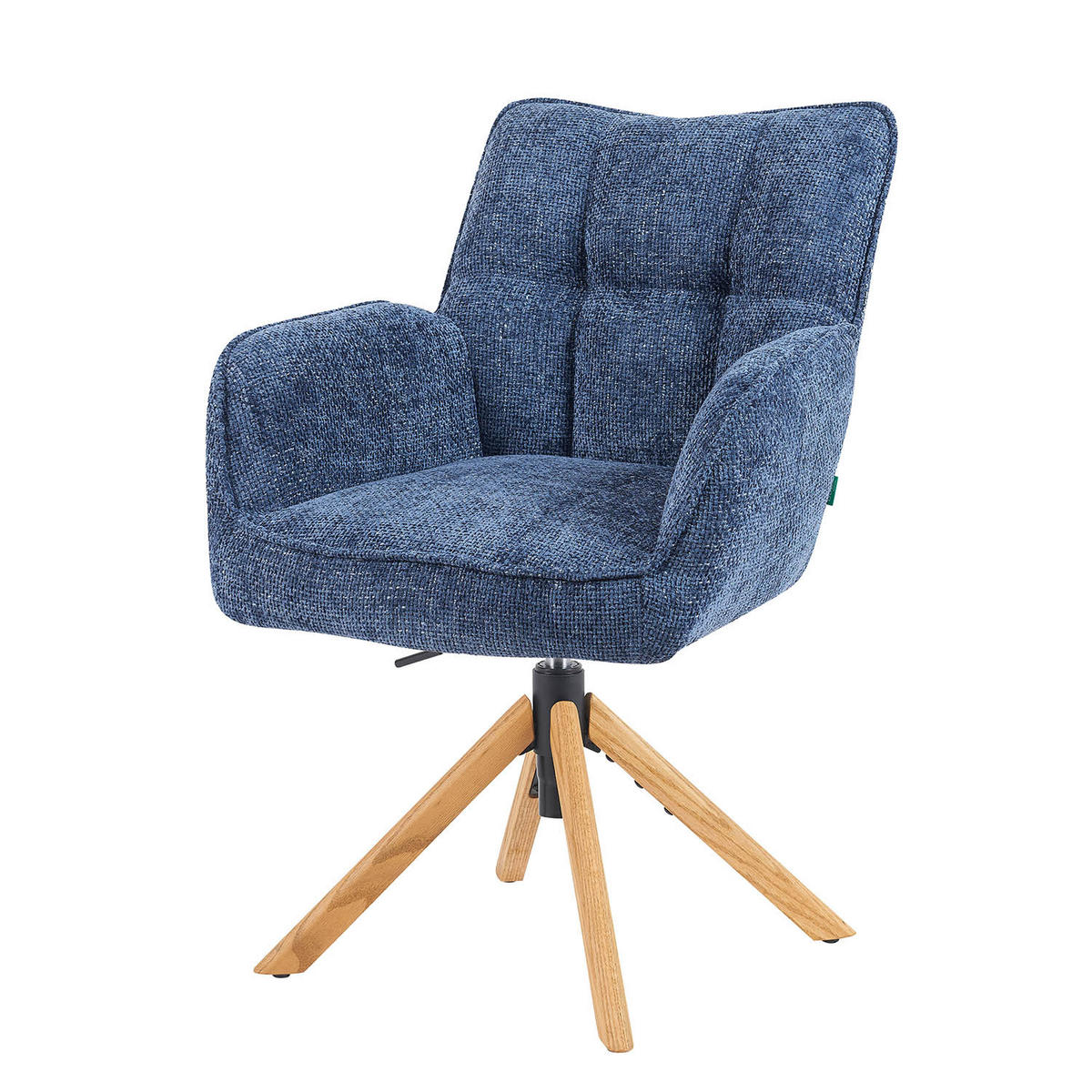 BÜROSTUHL Mika-Keno - Honigeiche/Blau, Eichenholz/Holz (59/85/66cm) - DUBI Möbel