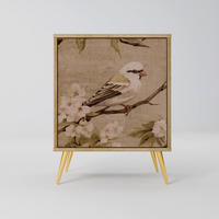 SIDEBOARD PETAL DISTINGUISH, Eichefarben, 57,5x42x75,5 cm, Goldfarbene Metallfüße - Eichefarben/Goldfarben, Holzwerkstoff/Metall (57.5/75.5/42cm) - SpaceRebels