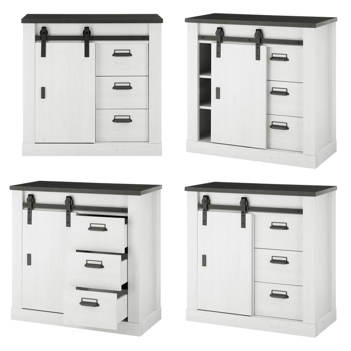 WOHNZIMMER-SET 6-TLG. Shelton-61 - Weiß, Holzwerkstoff (570/201/43cm) - Lomado