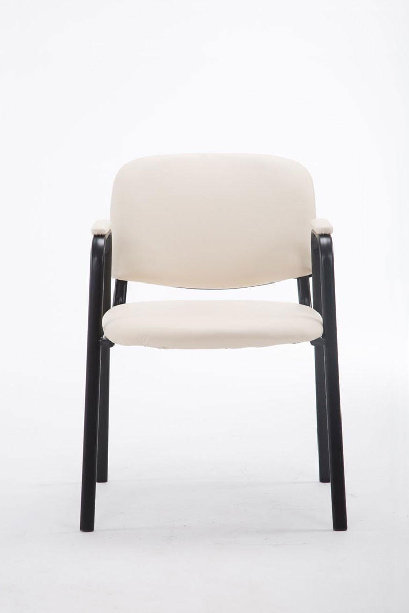 BESUCHERSTUHL Keen PRO, Kunstleder mit Armlehne - Gestell Schwarz / Bezug Creme - Schwarz/Naturfarben, Textil/Metall (53/79/53cm) - TPFLiving