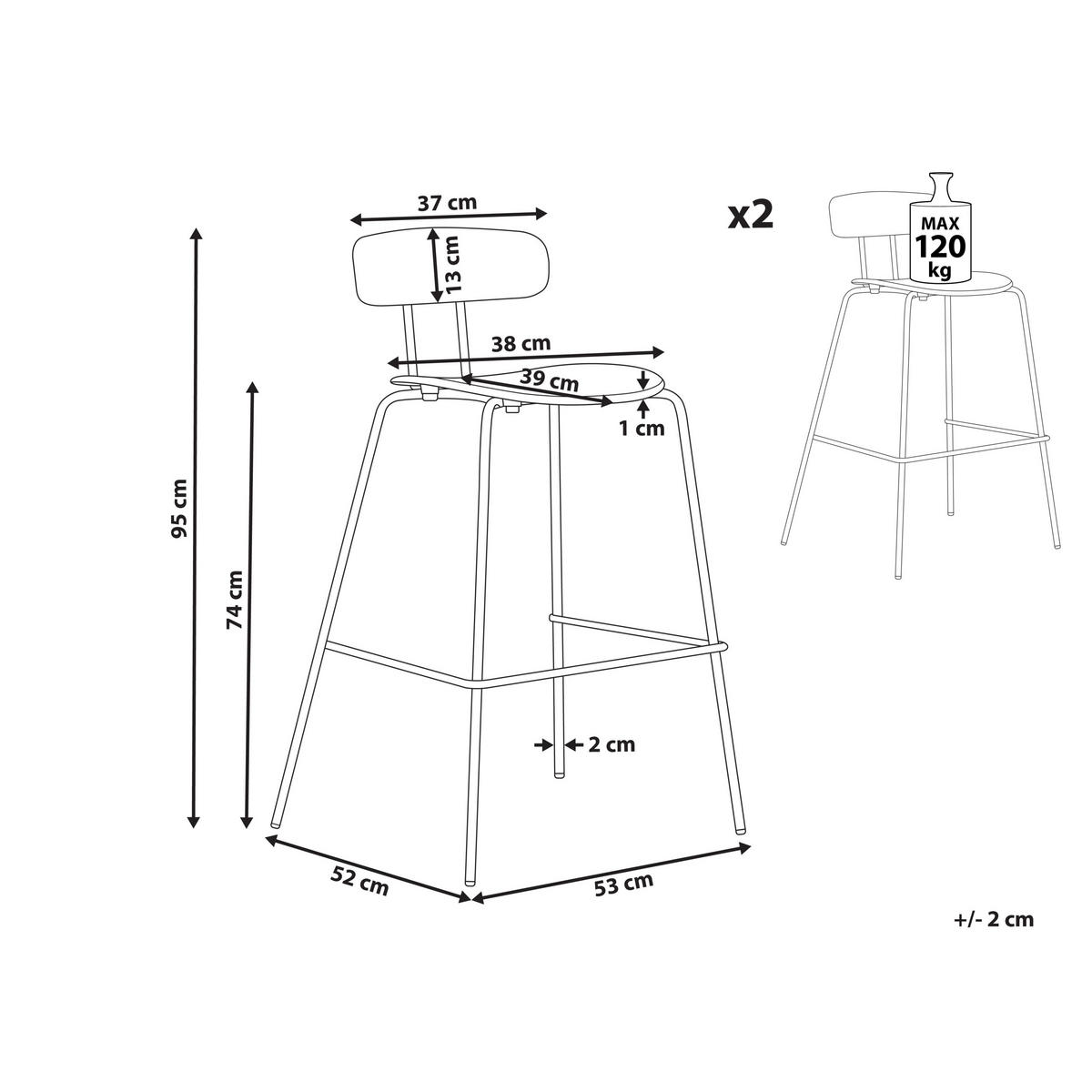 BARSTUHL 2er-Set Kunststoff/Metall hellgrün Sibley - Hellgrün, Kunststoff (53/95/52cm) - Beliani
