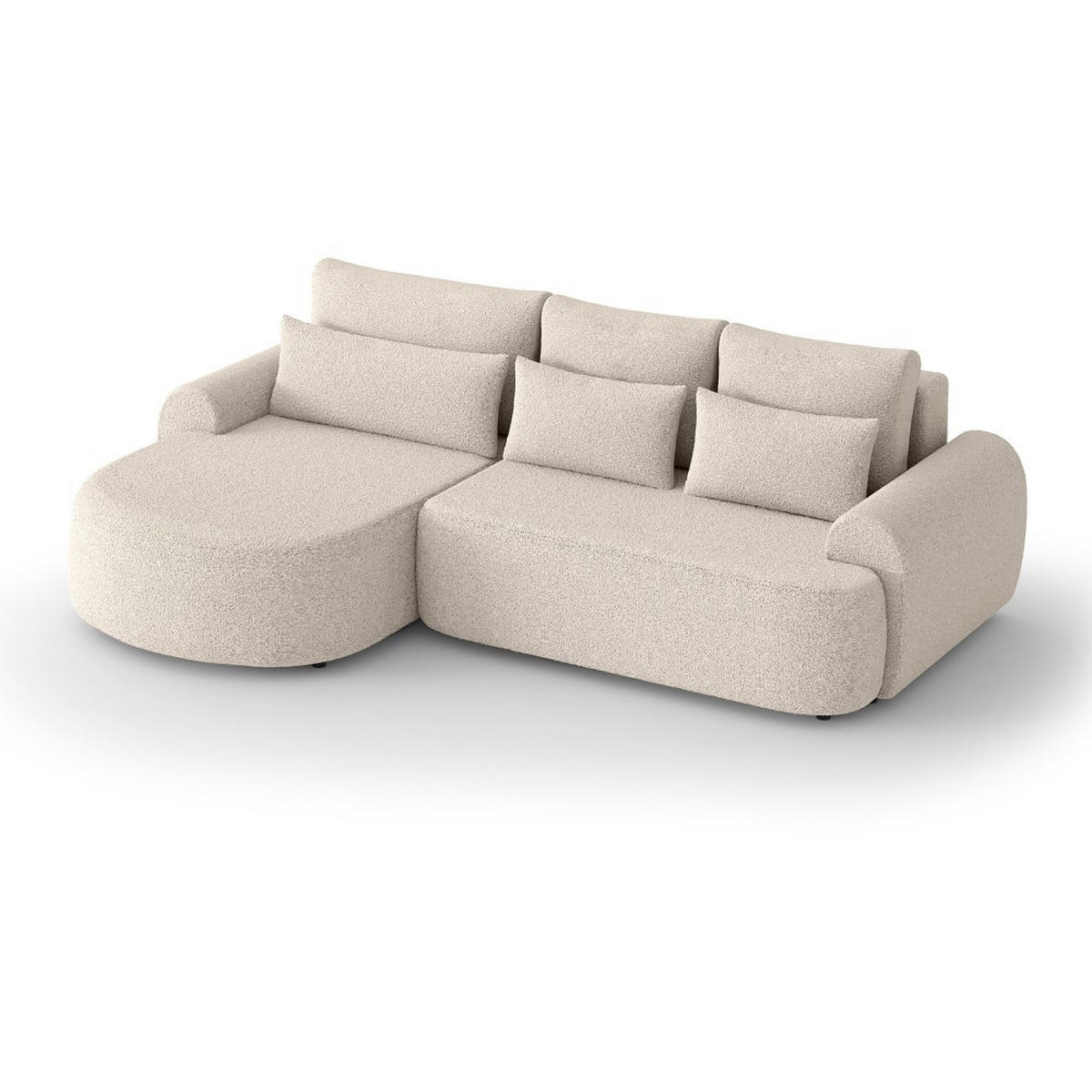 ECKSCHLAFSOFA Olivio L Beige, links - Beige/Schwarz, Kunststoff/Textil (266/170cm) - Beautysofa