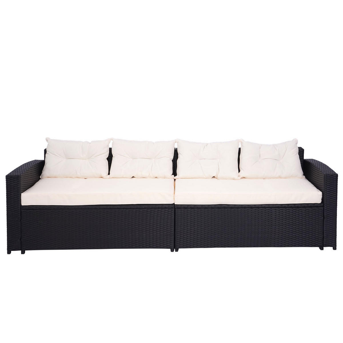 POLY-RATTAN GARNITUR Schwarz, Beige - Beige/Schwarz, Kunststoff - MCW