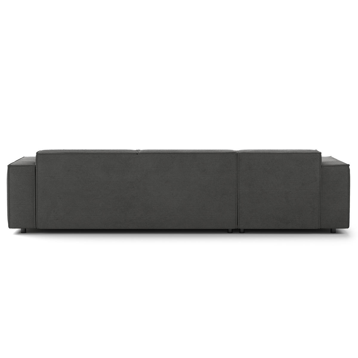 ECKSOFA mit Longchair - Anthrazit/Schwarz, Kunststoff/Textil (294/177cm) - home24