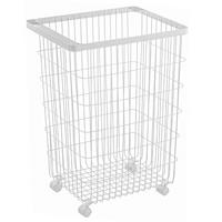 WÄSCHEKORB Tower weiß 46/61/28 cm auf Rollen - Weiß, Metall (46/61/28cm) - Yamazaki