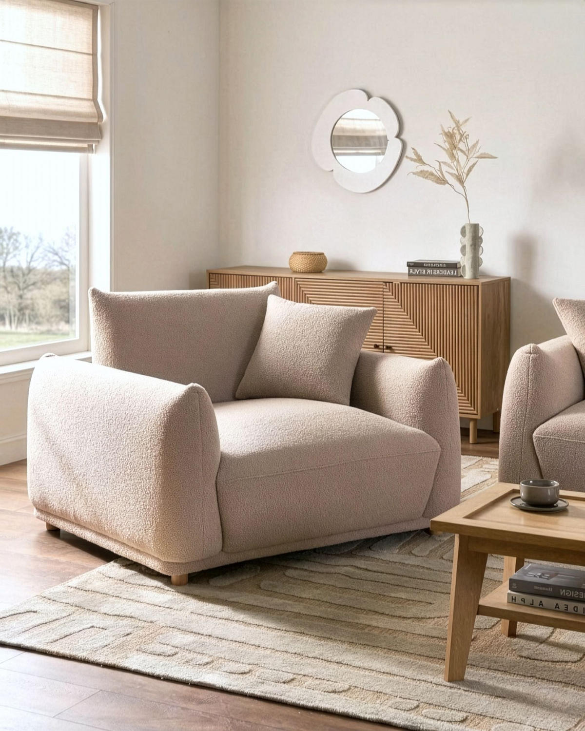 SESSEL Bouclé Beige Jubek - Beige, Textil (120/81/104cm) - Beliani