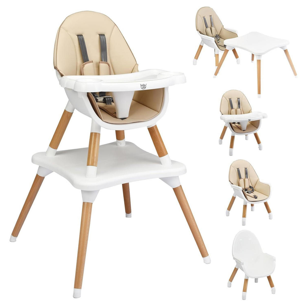 BABYHOCHSTUHL Khaki - Braun, Kunststoff (62/100/62cm) - COSTWAY