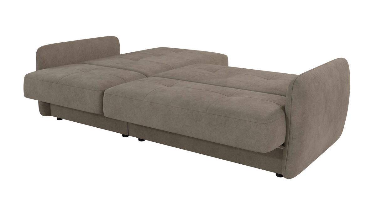ECKSOFA Lupo Dunkelbeige Mikrofaser - Beige/Schwarz, Holz/Kunststoff (232/147cm) - S-Style Möbel