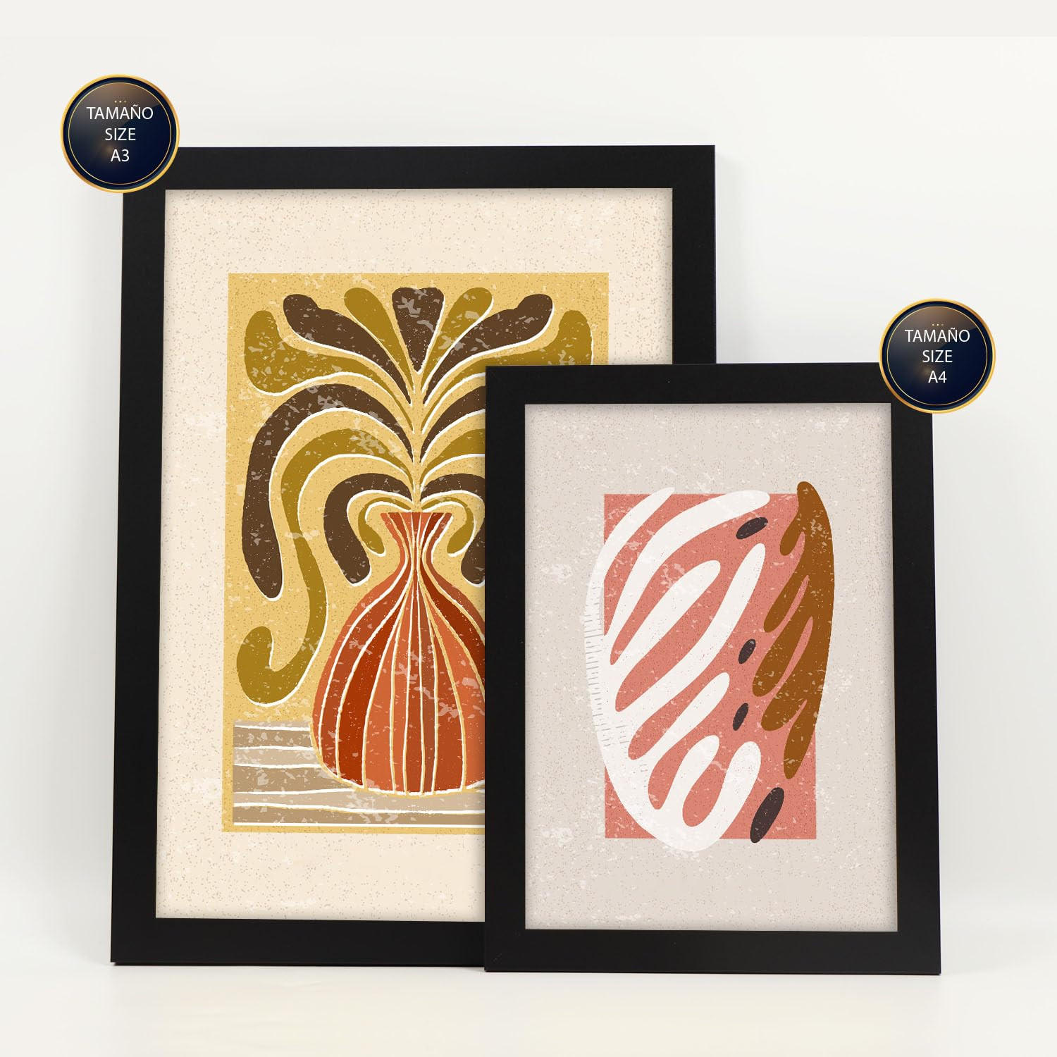 POSTER Set Mit 6 Drucken Von Stielen In Der Sammlung Ethnischer Style Drucke Dekorative Rahmen Für Ihr Zuhause Wandkunstdruck A3 & A4 Schwarzer Rahmen - Schwarz, Papier (29/3cm) - Nacnic