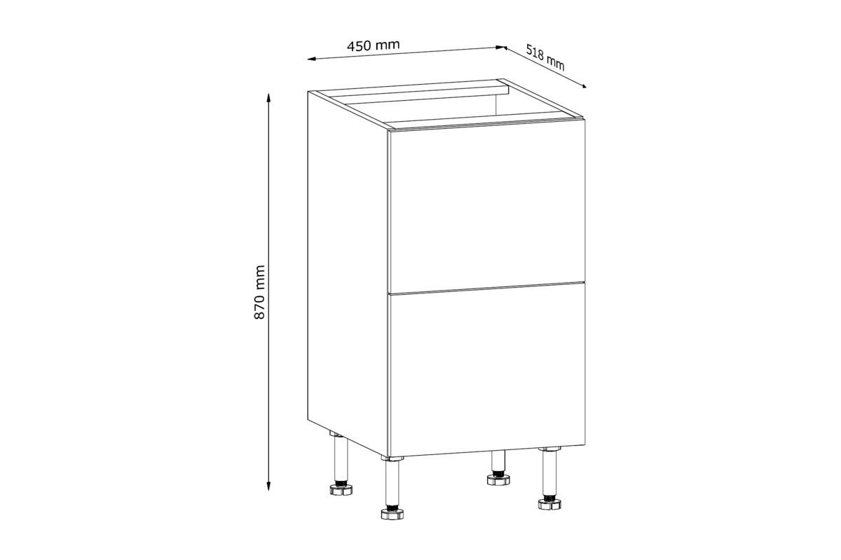 UNTERSCHRANK D45S2 AX – Sorento Weiß – Weiß - Weiß, Holzwerkstoff (45/87/52cm) - ROYAL24_MARKT