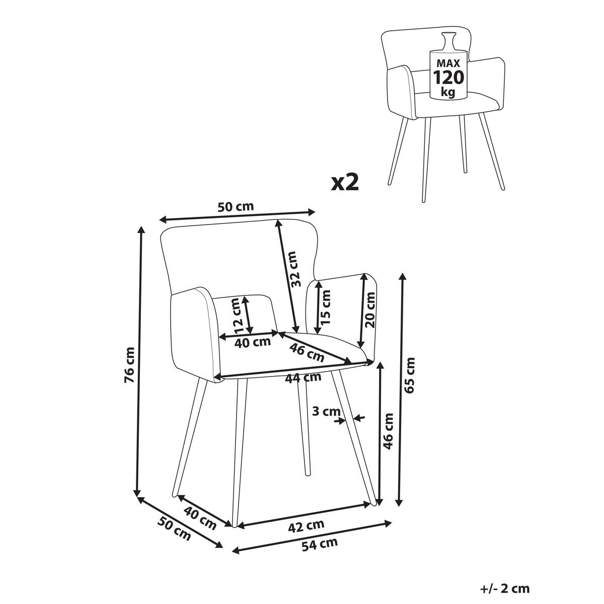 ESSZIMMERSTUHL Beige Sanilac - Beige/Schwarz, Textil (54/76/50cm) - Beliani