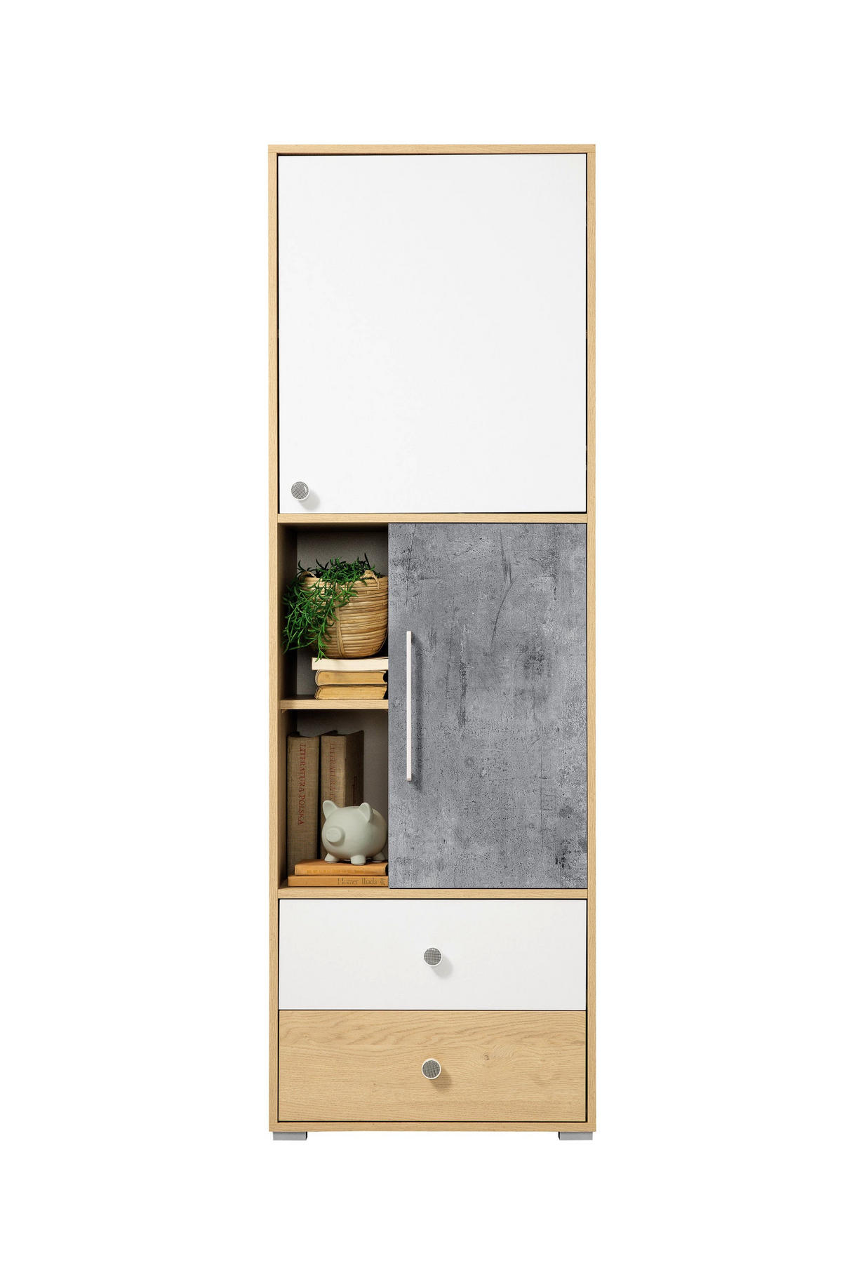 SCHLAFZIMMER Set 4-tlg. – STEP System – Weiß / Sonoma Eiche - Eichefarben, Holzwerkstoff (60/182/40cm) - hi-markt
