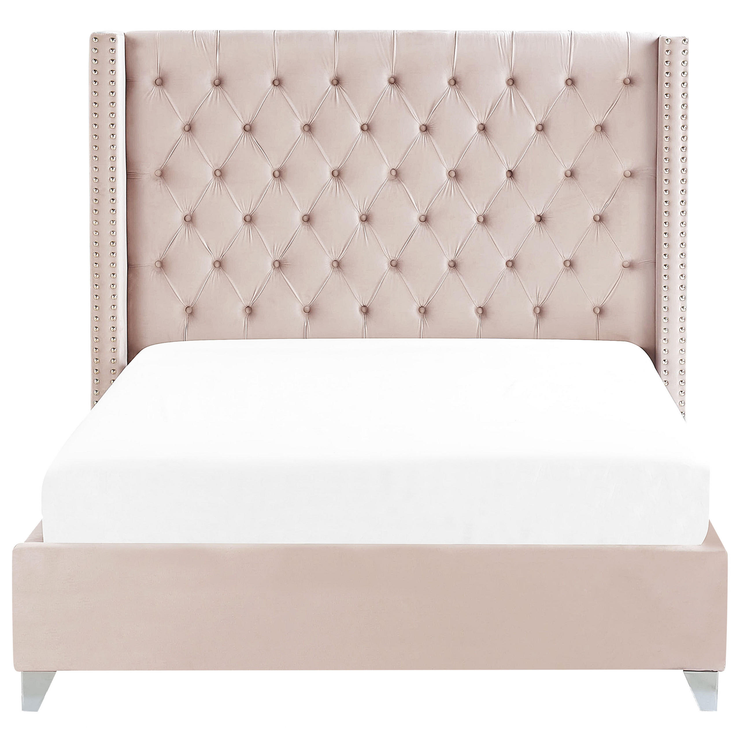 POLSTERBETT 160/200cm Pastellrosa Lubbon - Pink, Textil (160/200cm) - Beliani