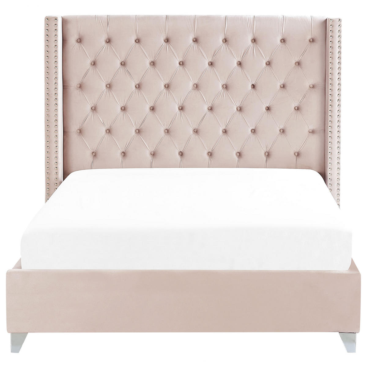 POLSTERBETT 160/200cm Pastellrosa Lubbon - Pink, Textil (160/200cm) - Beliani