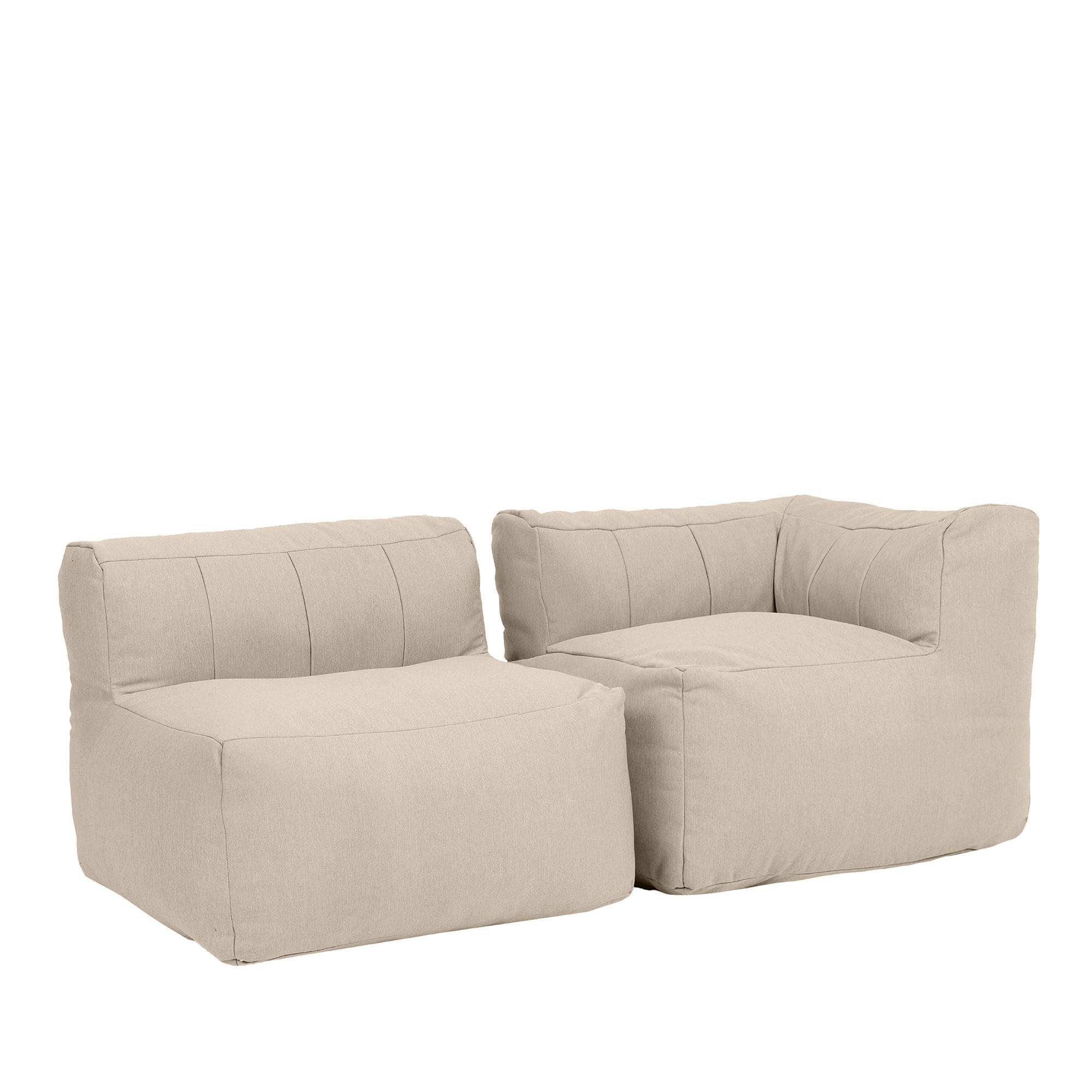 SITZSACK-SOFA Outdoor 2-tlg.: Ecksessel, Sessel - Beige, Textil (195/68/100cm) - icon