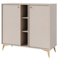 KOMMODE FLOREN, Creme/Gold - Creme, Holzwerkstoff/Metall (100.2/93.5/40.8cm) - KONSIMO®