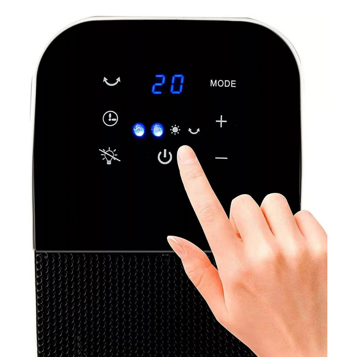 KERAMIK HEIZLÜFTER Schwarz 2000W Standgerät mit Fernbedienung, Elektroheizung, Heizgerät, Raumheizer, Schnellheizer, Oszillation, Thermostat - Schwarz, Kunststoff (18/61/20cm) - Alpina