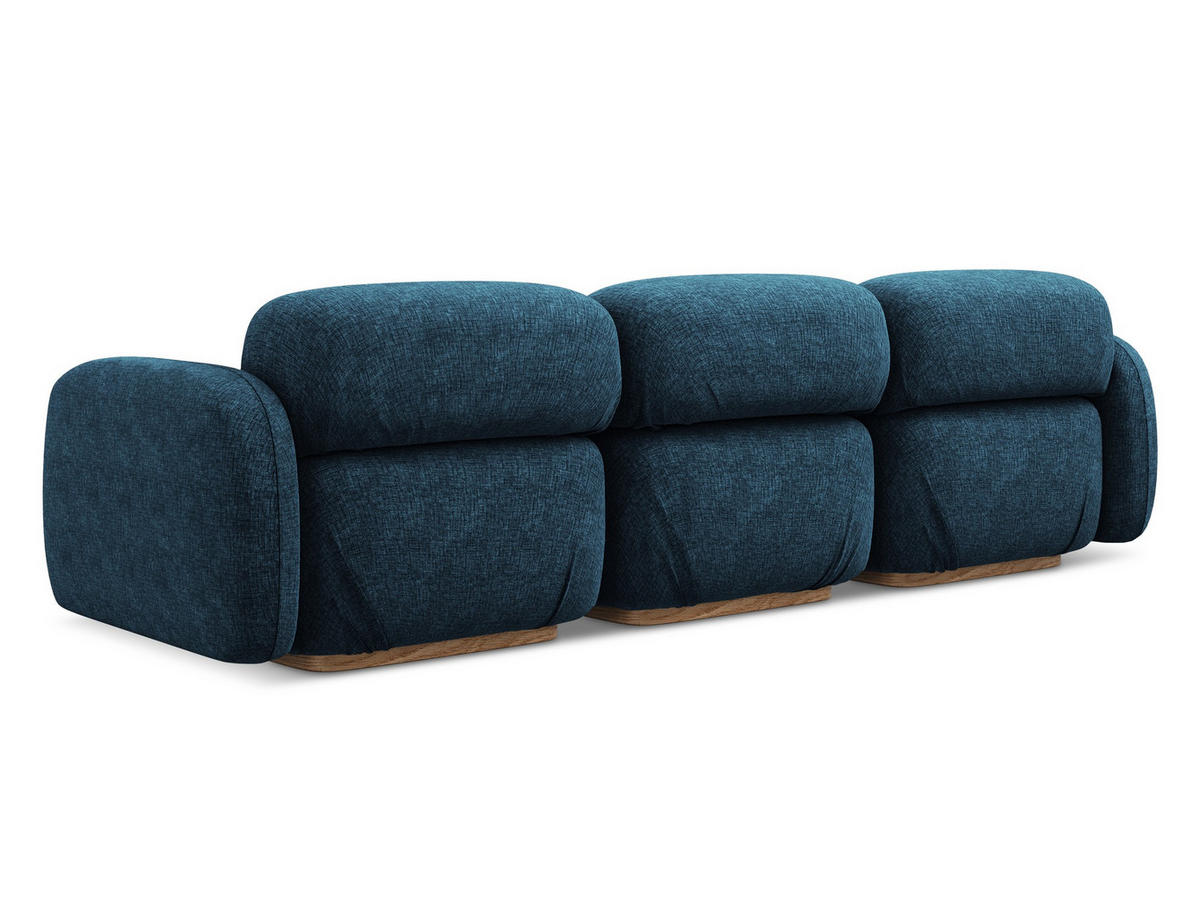 4-SITZER-SOFA Chenille Stoff Blau - Blau/Braun, Holz/Textil (270/73/95cm) - Makamii