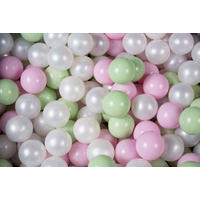 BÄLLE für Bällebad, Spielbälle, Plastikbälle für Kinder Set 200 pcs.: Perlweiß/Hellgrün/Pastellrosa - Roségold, Textil (7/7/7cm) - MeowBaby