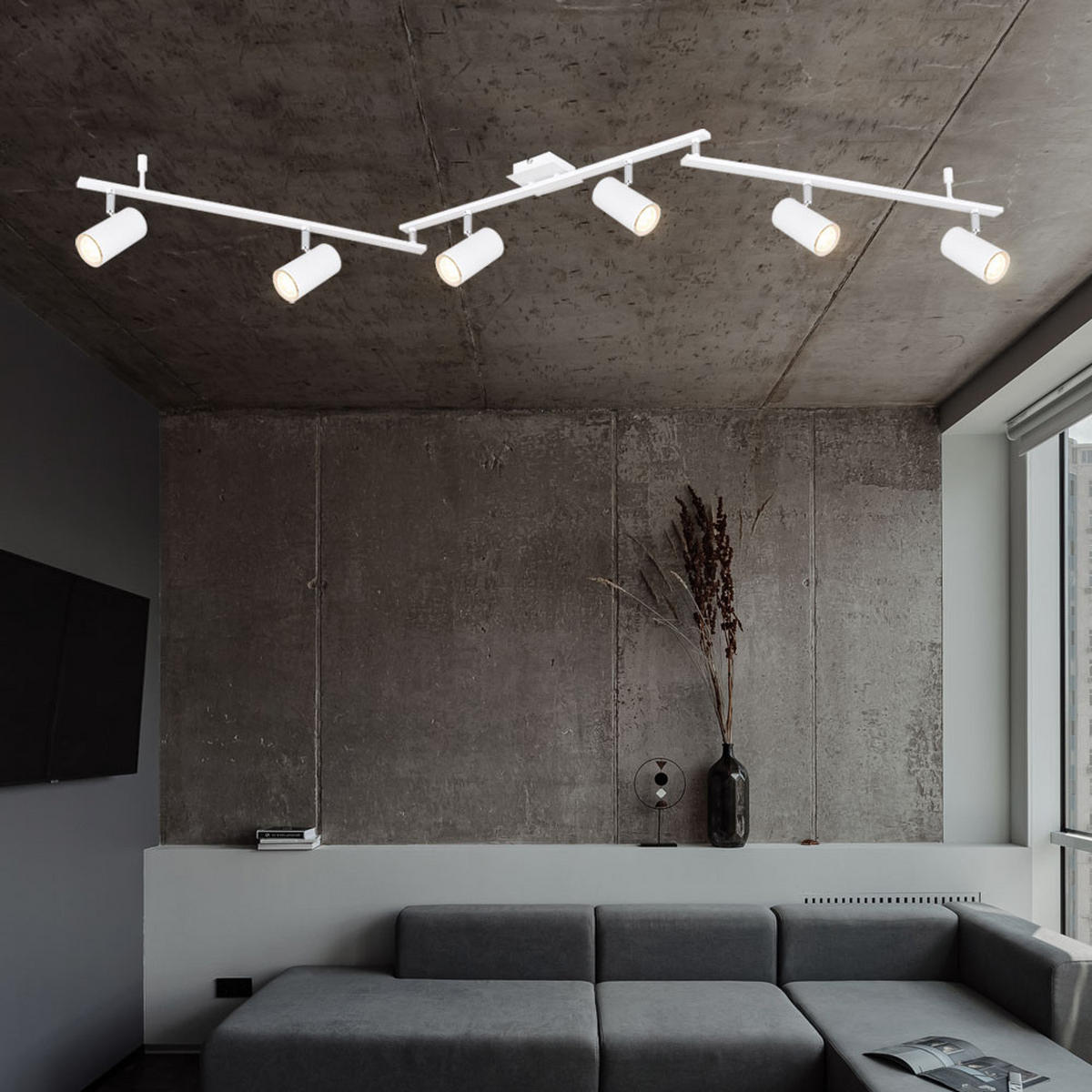 LED DECKENLEUCHTE Robby Metall Weiß - Weiß, Metall (180/10/18.5cm) - Globo Lighting