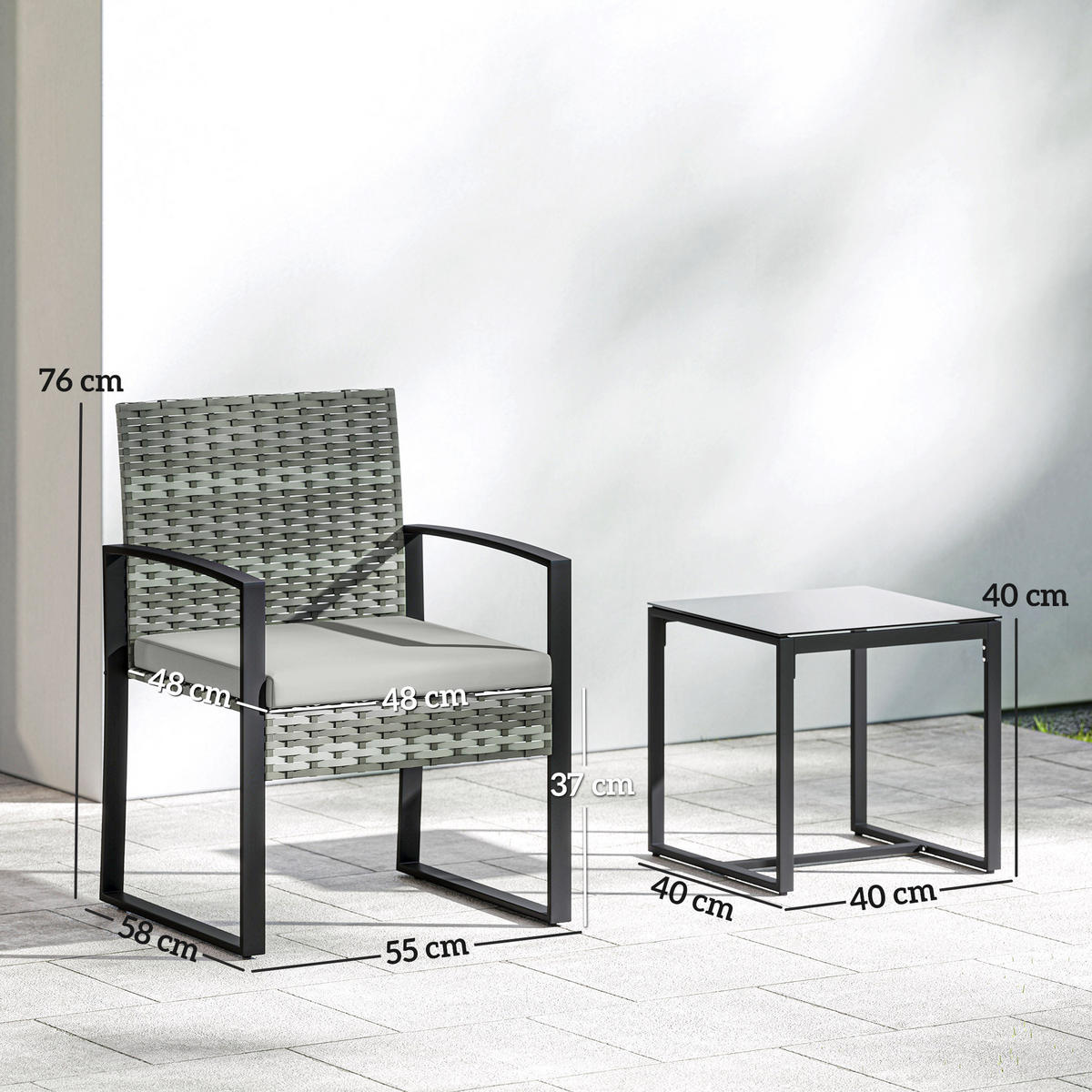 BISTROSET 3-teilig DE-06776 mit Couchtisch Hellgrau - Hellgrau, Kunststoff/Metall - ComfortXL