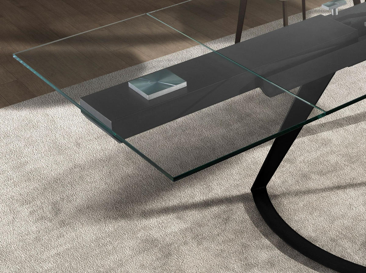 ESSTISCH Rechteckig Schwarz Kristall 180/100/75 cm - Schwarz, Glas/Metall (100/180/75cm) - ANGEL CERDA