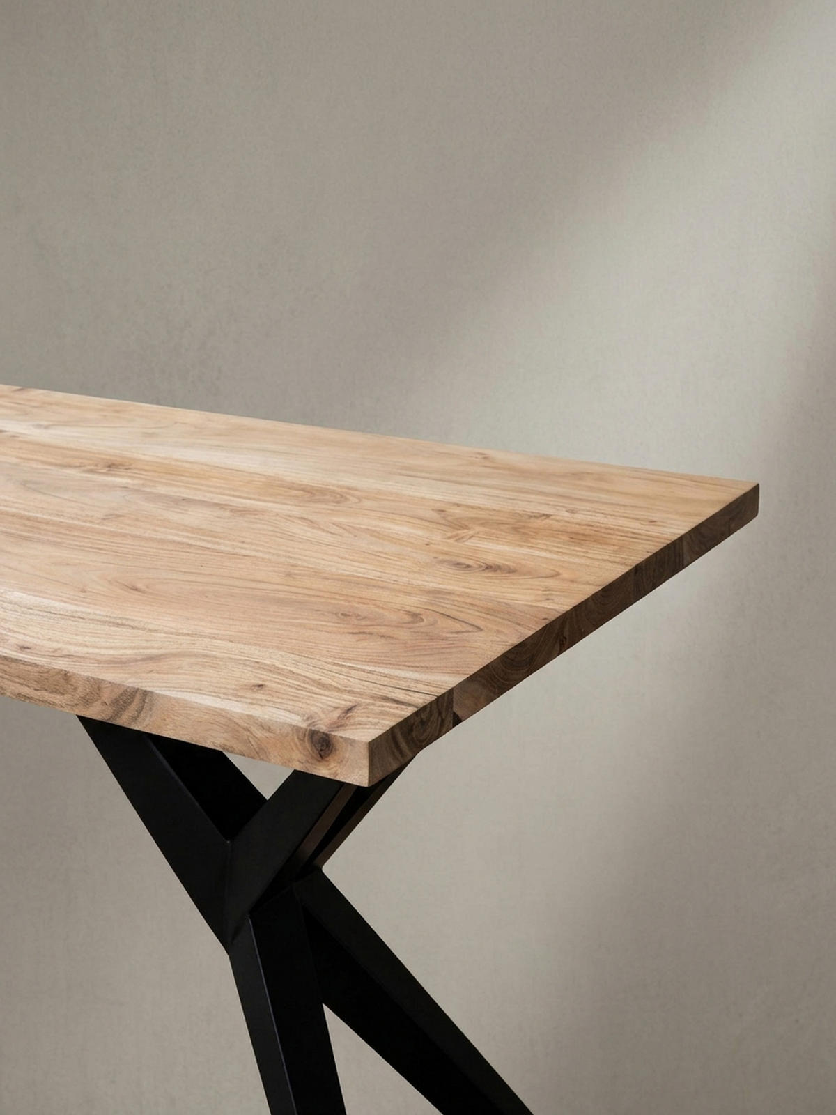 ESSTISCH Massivholz Metall Rechteckig Loft-Stil, Akazie 200x100x76 cm - Schwarz/Akaziefarben, Holz/Metall (100/200/76cm) - KADIMA DESIGN
