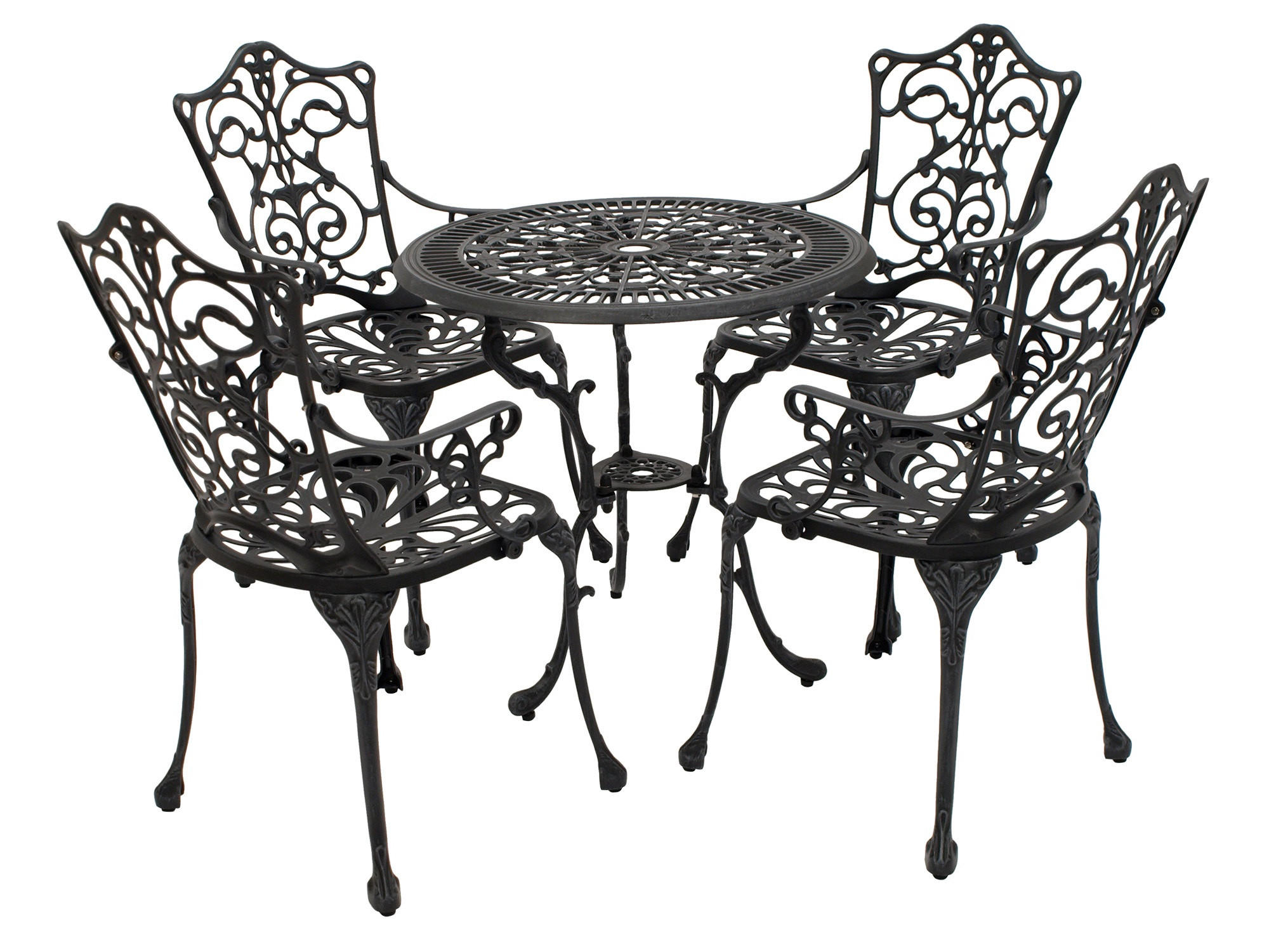 BISTROSET Boulder - Jugendstil - 5-teilig, Aluguss antik grau - Grau, Metall - TPFGarden