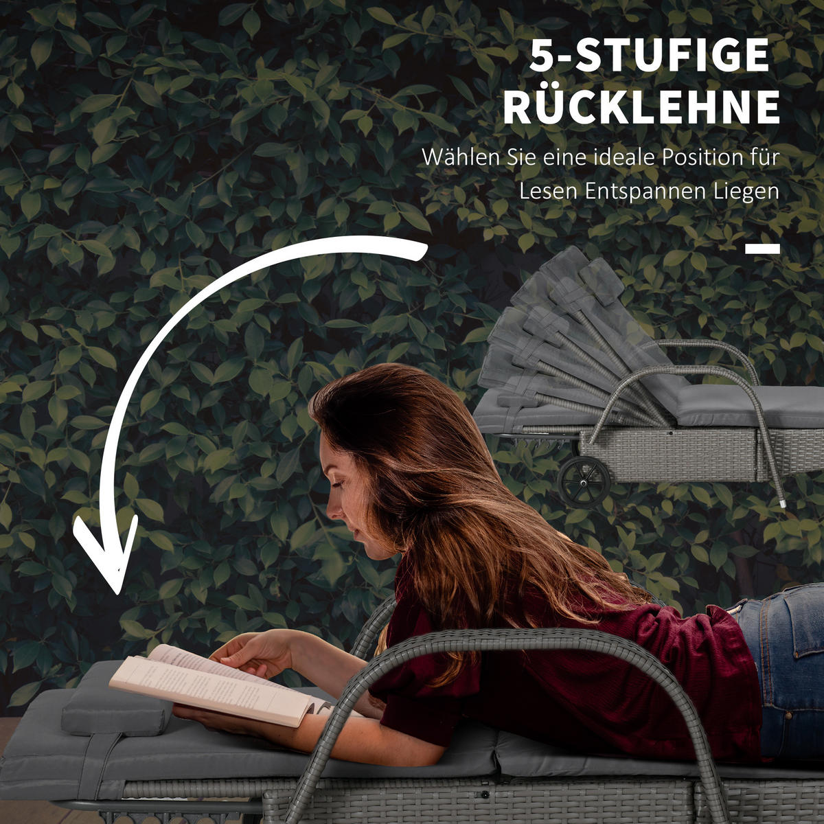 GARTENMÖBEL, Polyrattan+Metall Grau+Dunkelgrau - Grau, Kunststoff - Outsunny