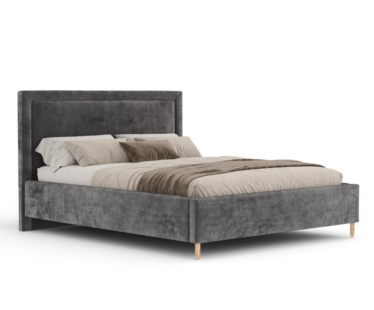 POLSTERBETT Ordina Dunkelgrau 140/200 cm im Chenille-Stoff - Dunkelgrau/Naturfarben, Holz/Holzwerkstoff (140/200cm) - Maison de Reve