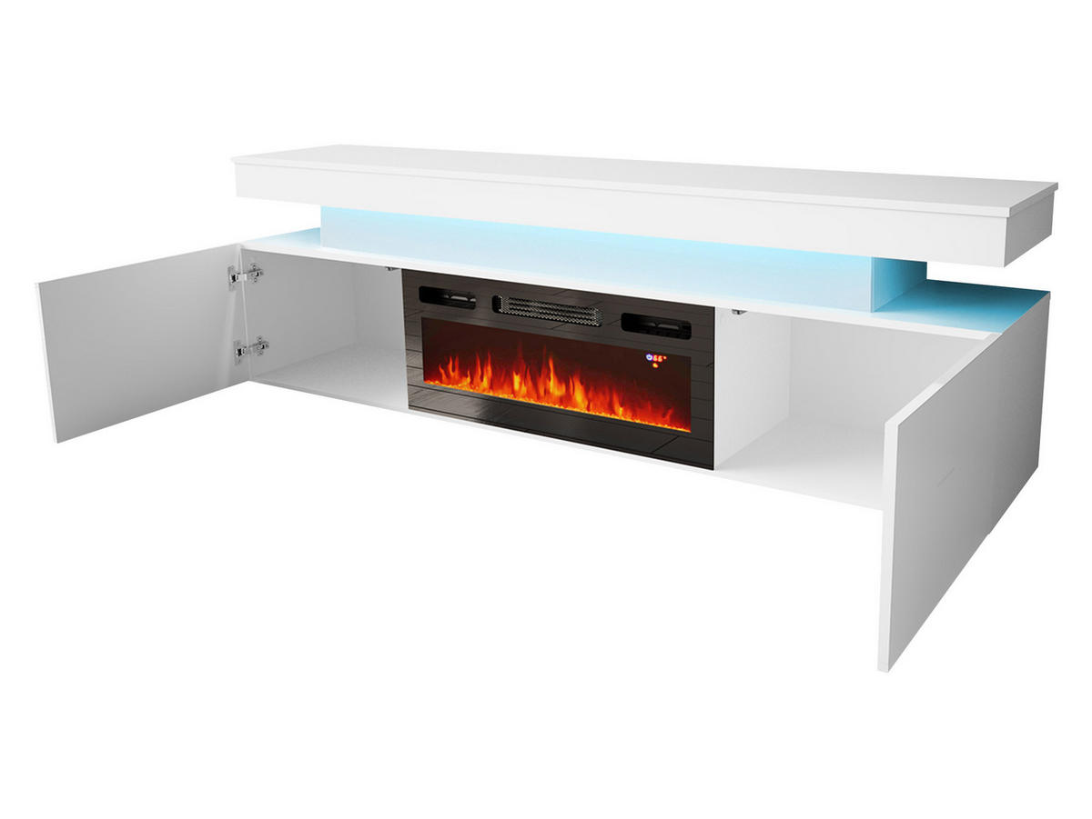 TV-LOWBOARD EF 2D Glossa mit Kamin - Schwarz, Holzwerkstoff/Kunststoff (190/59/41cm) - MIRJAN24