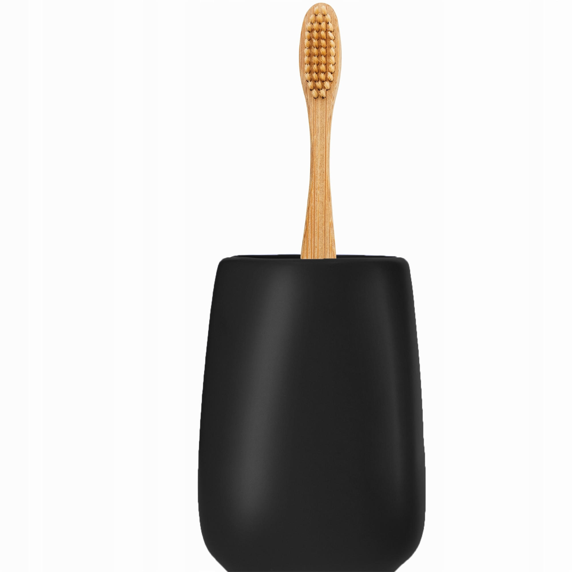 ZAHNPUTZBECHER für das Badezimmer 11 x 8 cm, schwarz - Schwarz, Keramik (8/11cm) - KADAX