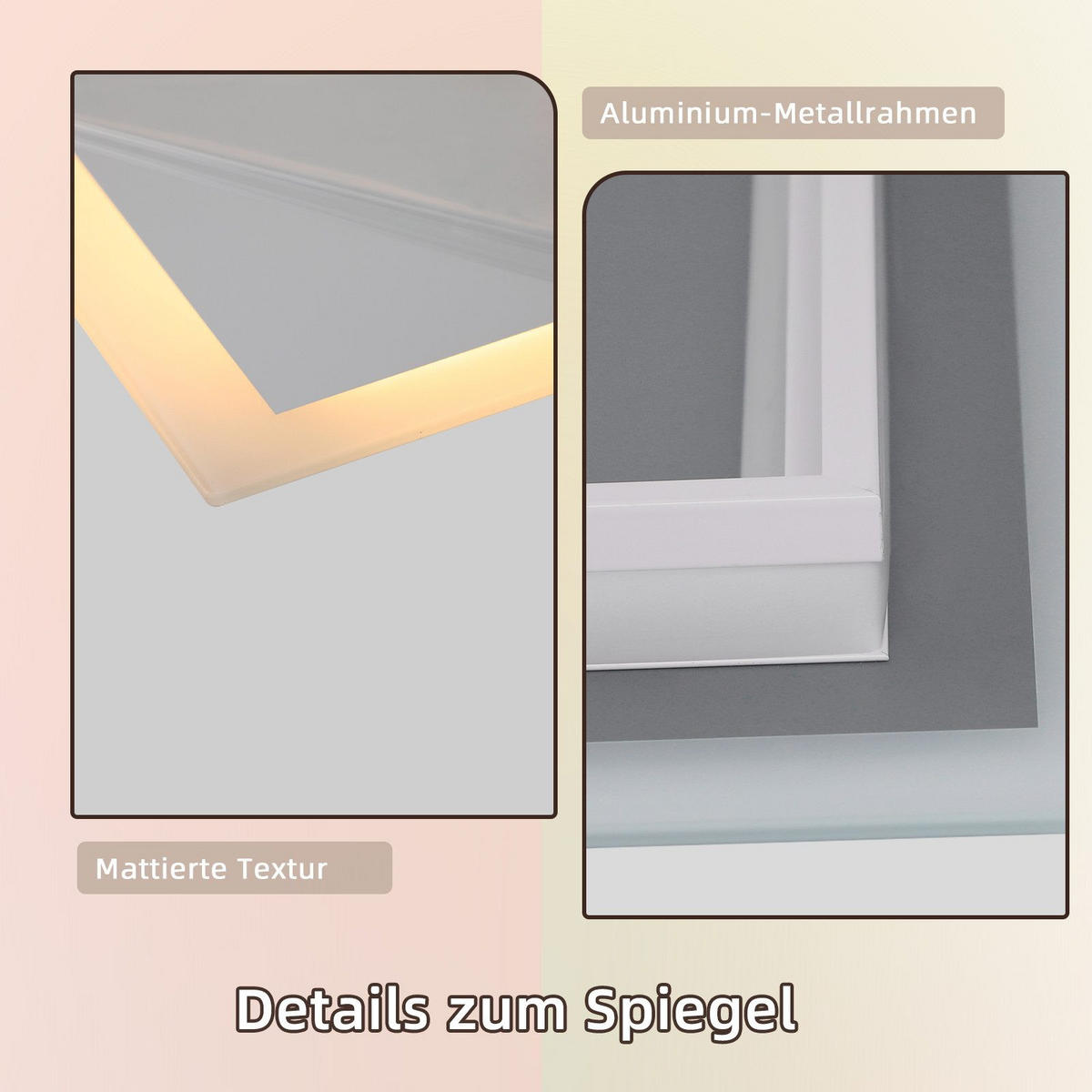 BADEZIMMERSPIEGEL Reddy mit LED-Leuchte 80/60 cm - Weiß, Glas (80/2.9/60cm) - Nettlife