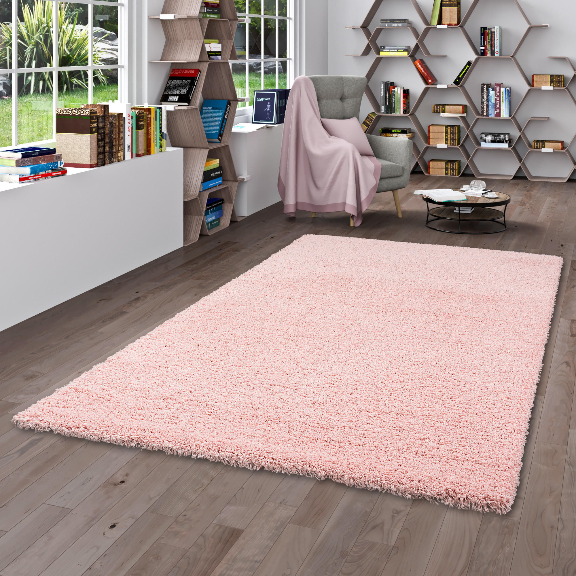 HOCHFLOR LANGFLOR SHAGGY TEPPICH LUXURY - Rosa, Textil (200/200cm) - Pergamon