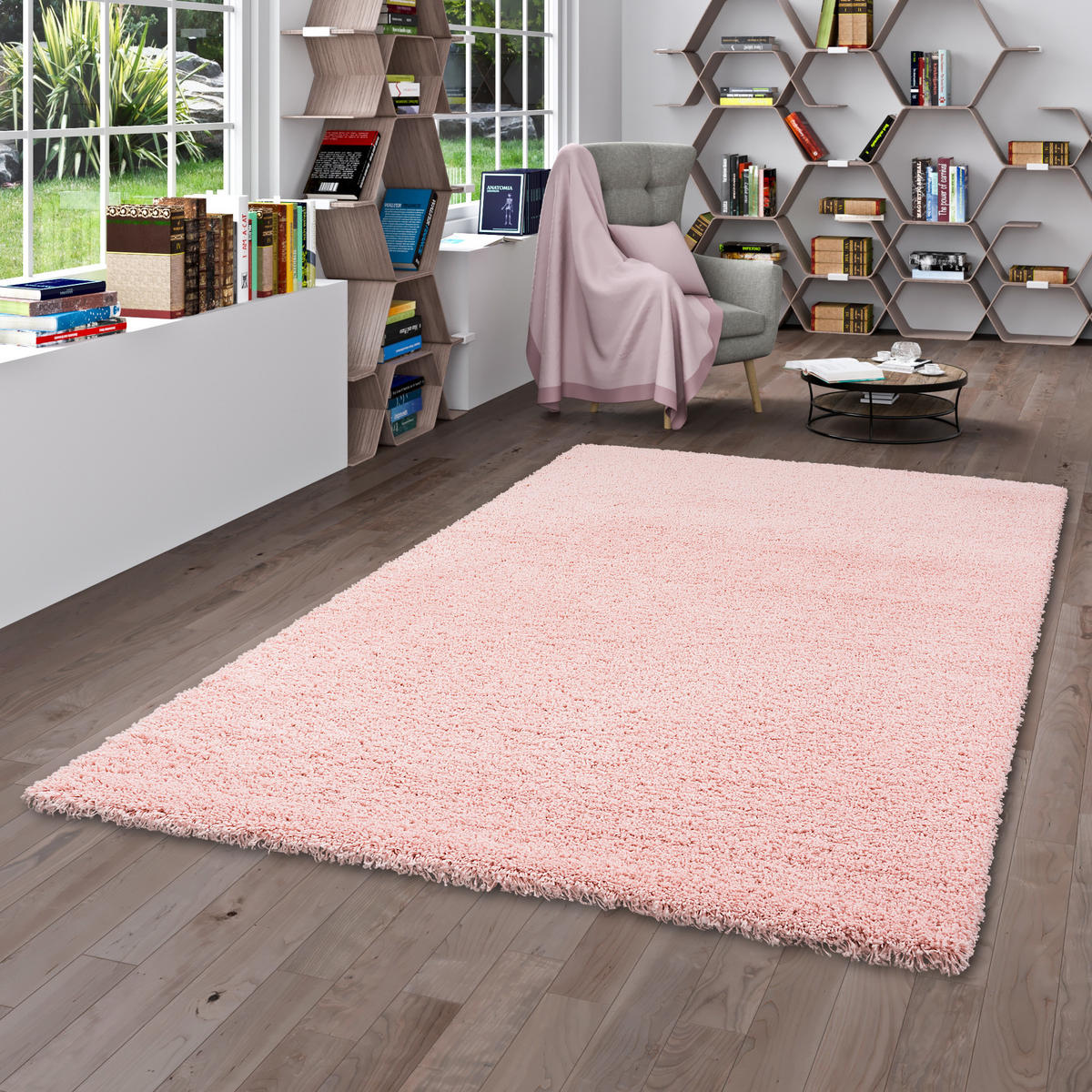 HOCHFLOR LANGFLOR SHAGGY TEPPICH LUXURY - Rosa, Textil (200/200cm) - Pergamon