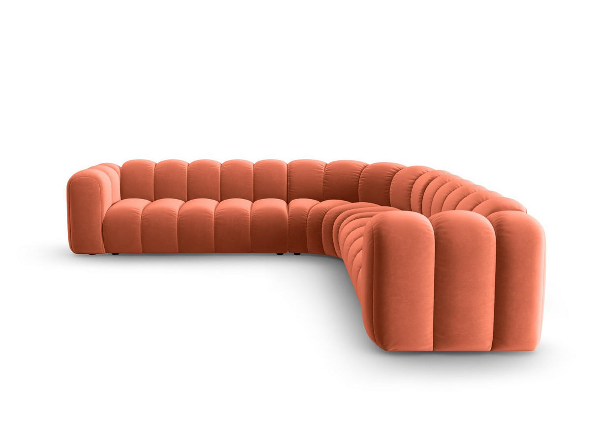 ECKSOFA symmetrisch modular Lupine aus Samt koralle 5 Sitzplätze - Koralle, Textil (309/309cm) - Micadoni