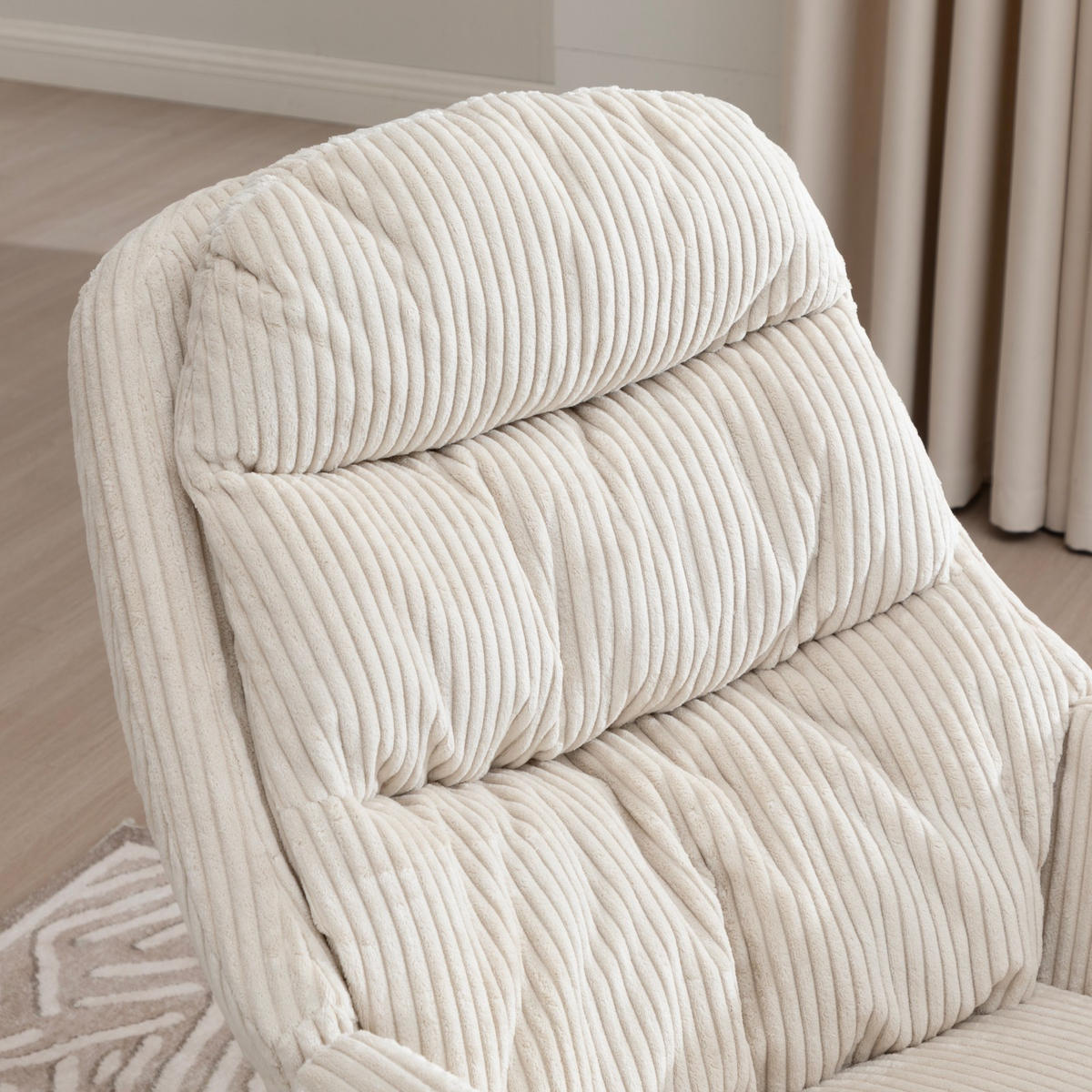 SCHAUKELSTUHL 74/94/96 cm Weiß mit Massivholzrahmen für Wohnzimmer Schlafzimmer Balkon - Weiß, Textil (94/96/74cm) - OKWISH