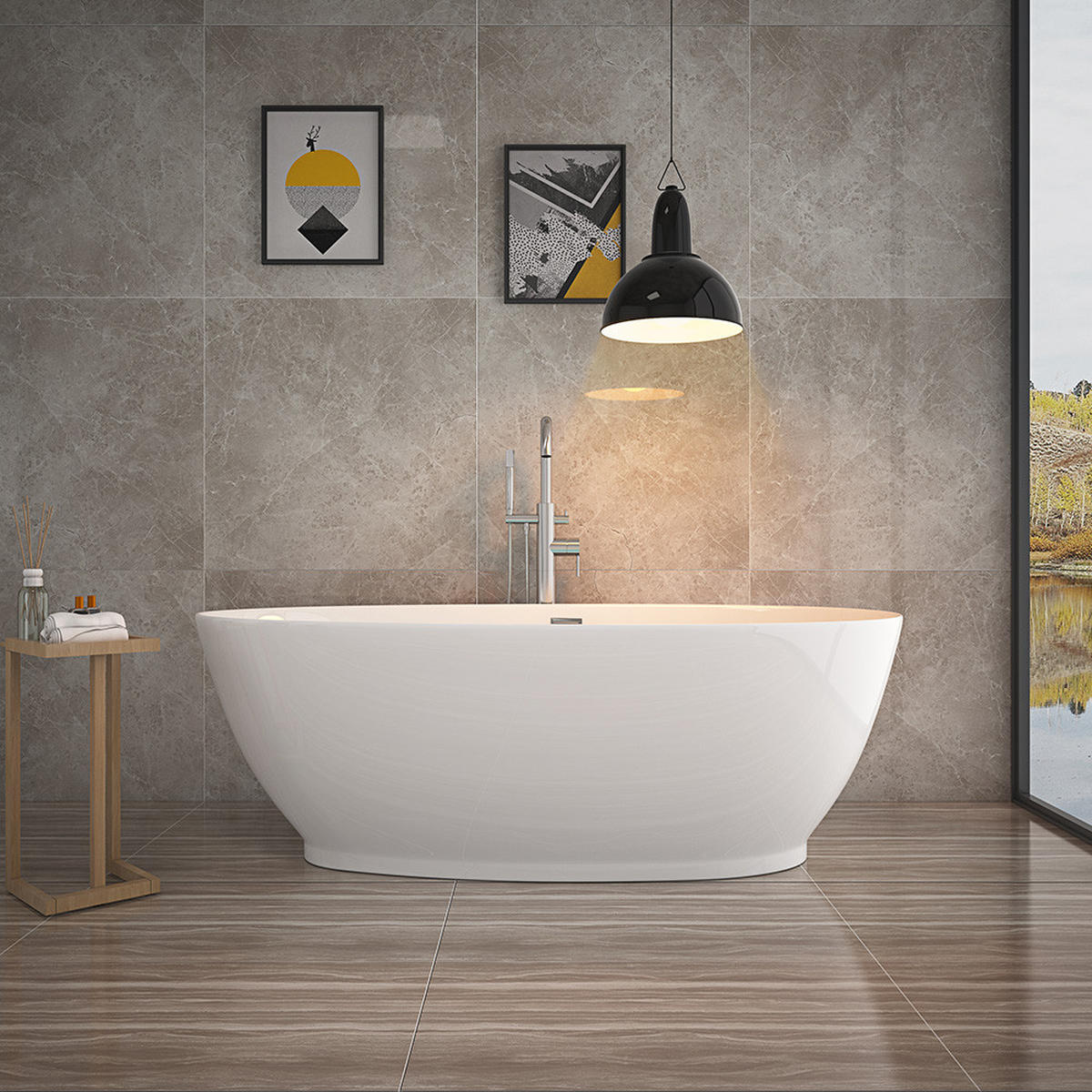 FREISTEHENDE BADEWANNE DELIA - Weiß, Keramik (180/58/90cm) - Home Deluxe