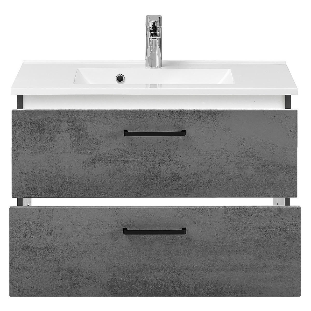 WASCHTISCH - Beton Dunkel Dekor / Graphit - Grau, Keramik/Holzwerkstoff (80/54/48cm) - home24