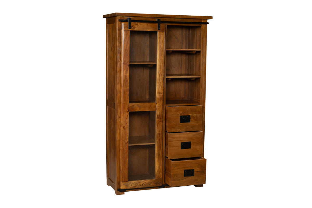 HIGHBOARD LIBRO - Braun/Naturfarben, Akazienholz/Holz (100/175/45cm) - SAM