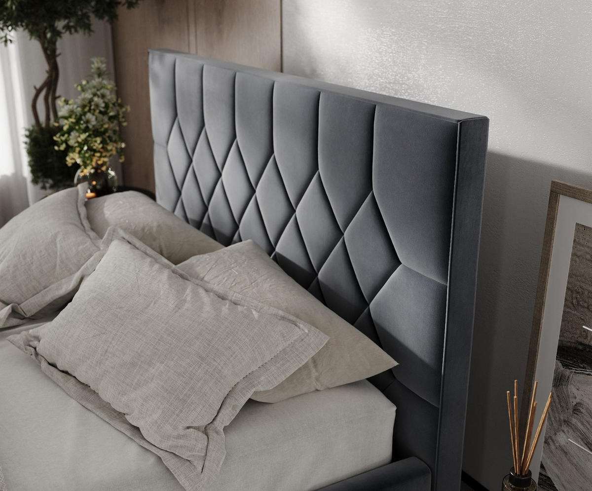 POLSTERBETT Brisa 160/200 cm Dunkelgrau im Kronos Stoff - Dunkelgrau/Schwarz, Holz/Holzwerkstoff (160/200cm) - AltaBeds