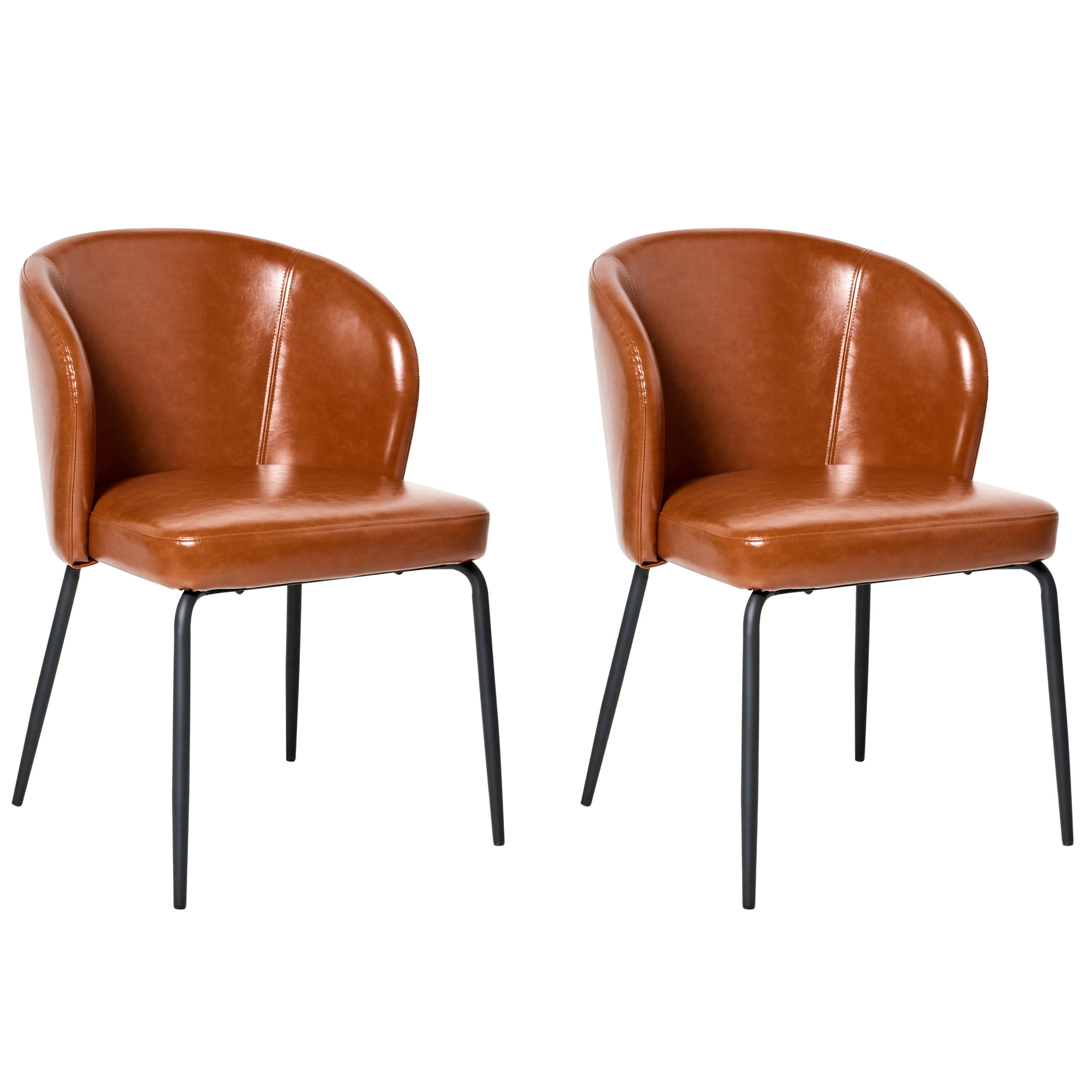 ESSZIMMERSTUHL 2er-Set Kunstleder Goldbraun Zana - Goldfarben, Kunststoff (55/81/56cm) - Beliani