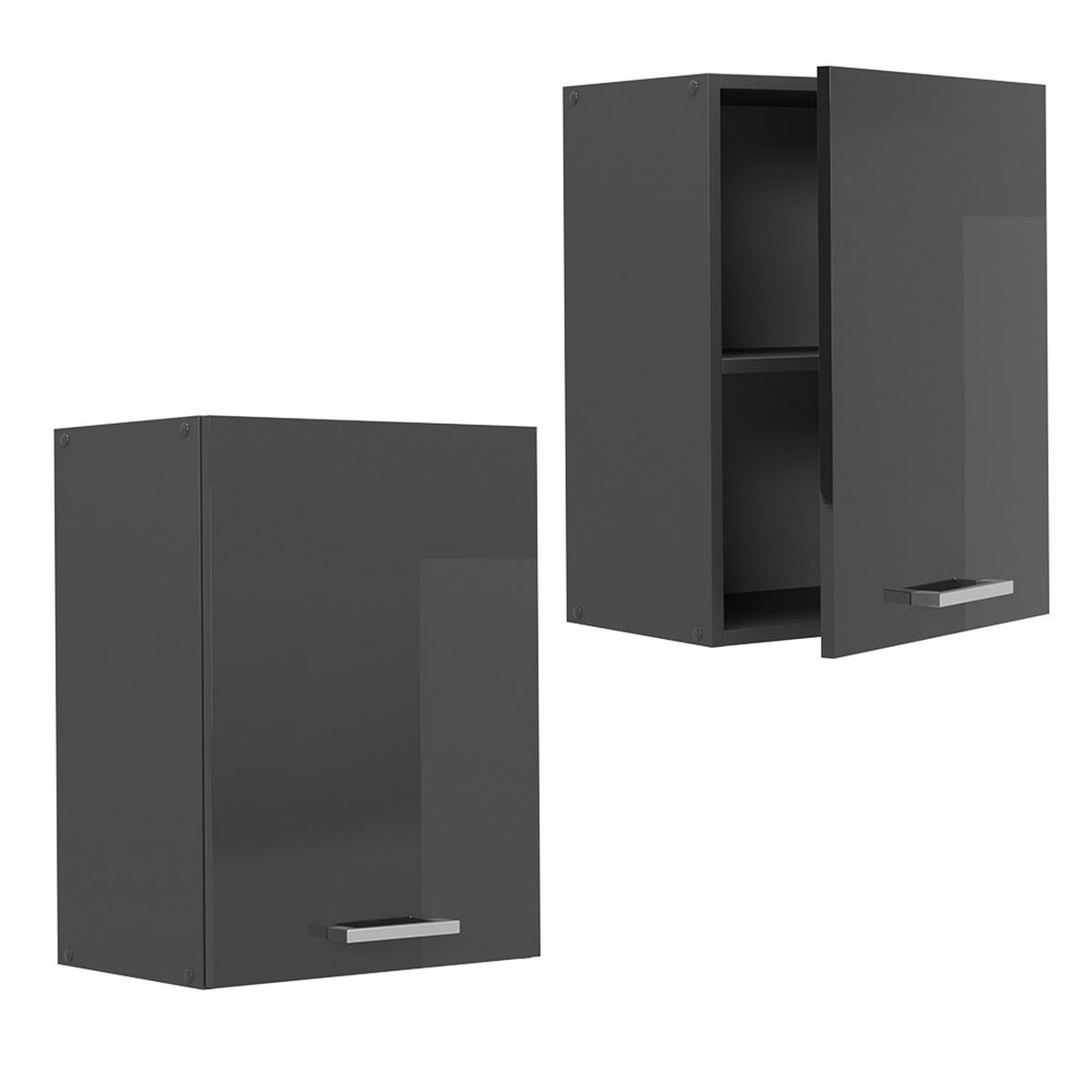 HÄNGESCHRANK R-Line Anthrazit Hochglanz 45 cm - Schwarz Hochglanz/Anthrazit, Holzwerkstoff (45/60/31cm) - Vicco