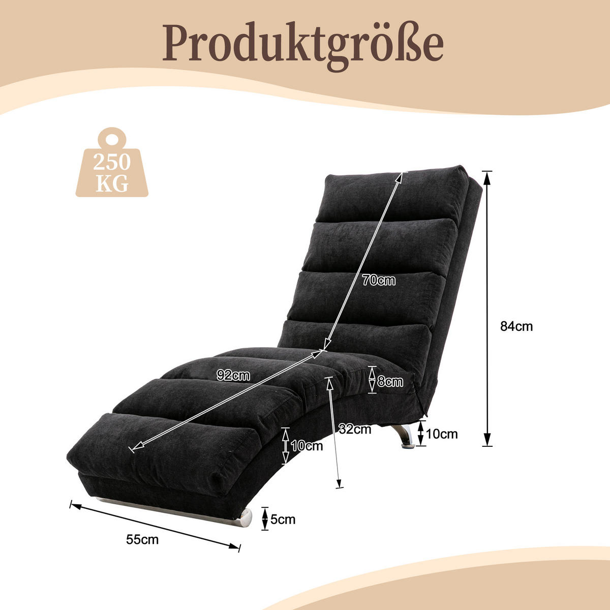 MASAŽNA FOTELJA u crnoj boji s funkcijom vibracije, od lana - srebrne boje/crna, drvni materijal/tekstil (55/84/148cm) - CHICFURN
