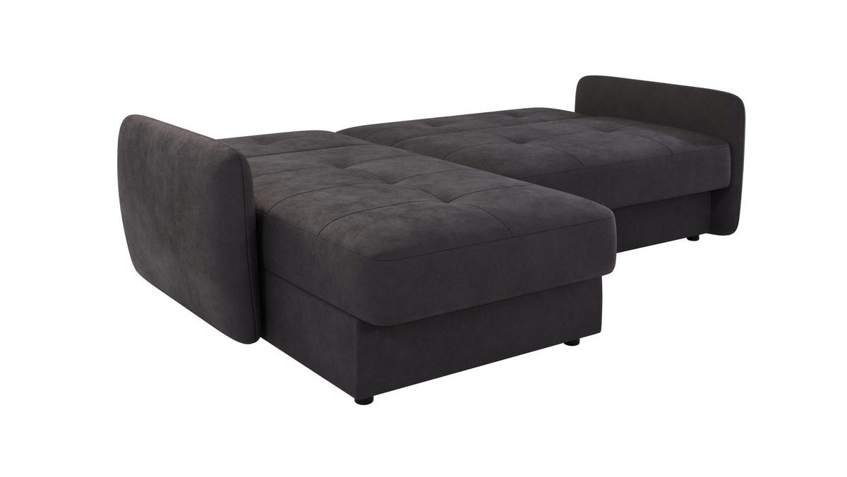 ECKSOFA Lupo Graphit Mikrofaser - Graphitfarben/Schwarz, Holz/Kunststoff (232/147cm) - S-Style Möbel