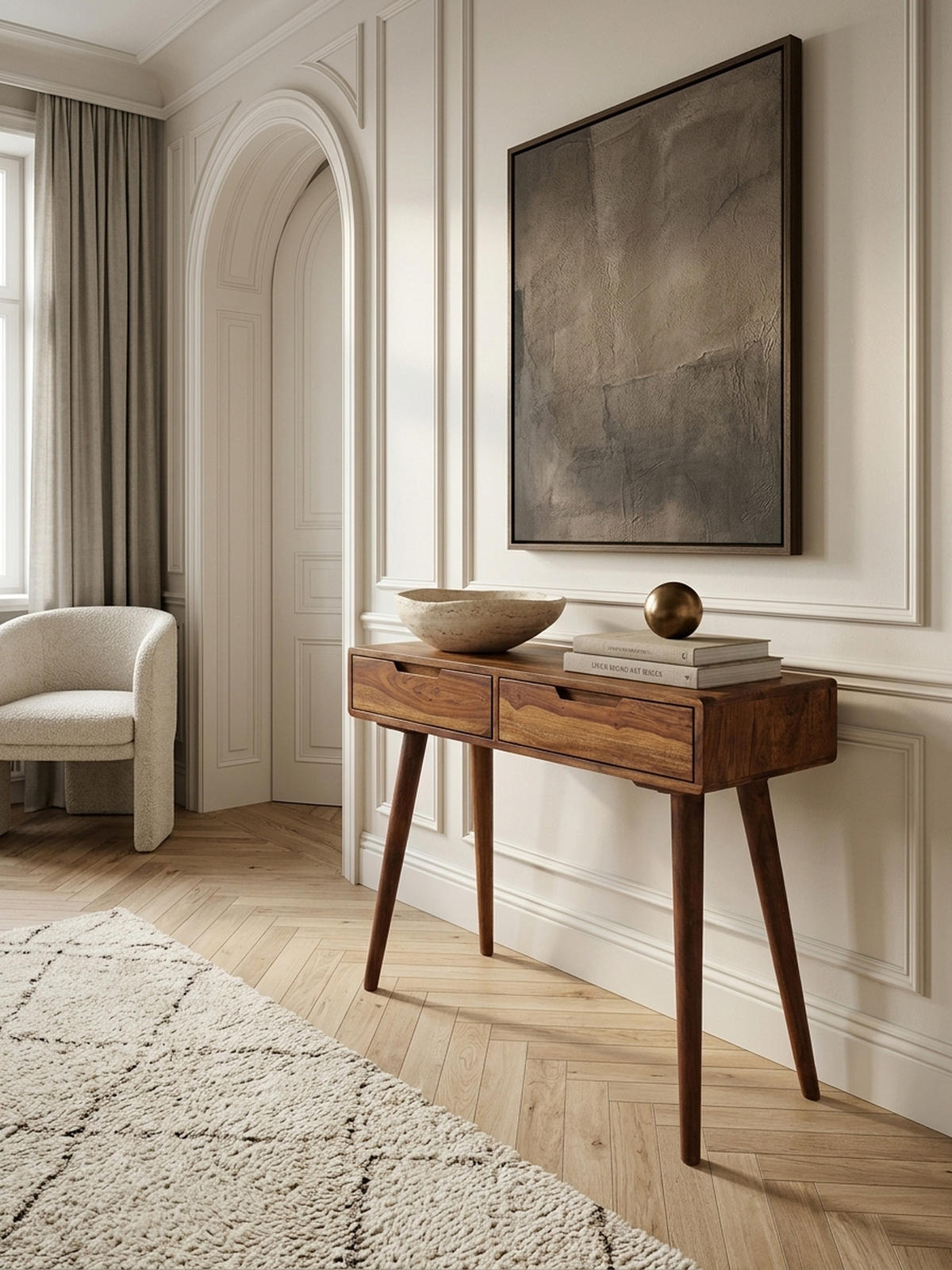 KONSOLENTISCH – Massivholz, 90 cm, handgefertigt, Landhausstil - Braun, Holz (36/90/76cm) - KADIMA DESIGN